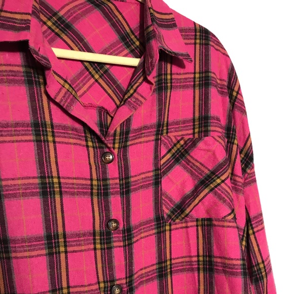 Fantaslook Fuchsia Plaid Button Down Shirt 3X - Picture 3 of 7